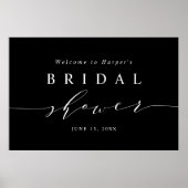 Zwart minimaal bruiloftsbruiloft welkomstbord poster (Voorkant)