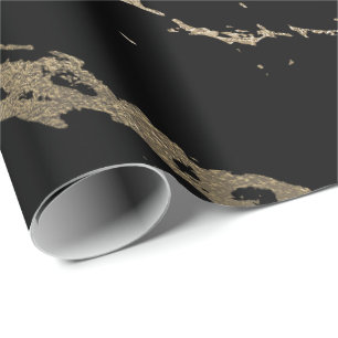 Zwart Minimaal Deluxe Goud Marmer Glanzend Glam Cadeaupapier