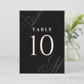 Zwart Minimaal Elegant Monogram Tafelnummers (Staand voorkant)