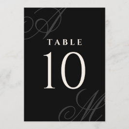 Zwart Minimaal Elegant Monogram Tafelnummers