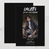 Zwart Minimaal Fotografie Foto Verjaardagsfeest Kaart (Voorkant / Achterkant)