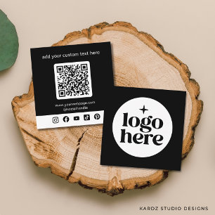 Zwart Minimaal Logo QR Code Social Media Vierkant Vierkante Visitekaartje