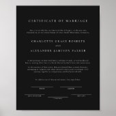 Zwart Minimaal Modern Elegant Huwelijkscertificaat Poster (Voorkant)
