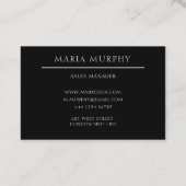 Zwart minimaal monogram Visitekaartje (Achterkant)