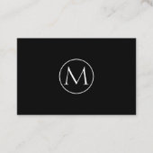Zwart minimaal monogram Visitekaartje (Voorkant)