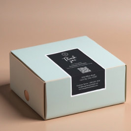 Zwart Minimal Business Logo Bedankt Box Seal Label