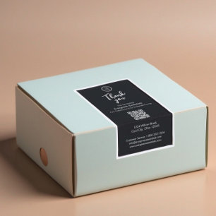 Zwart Minimal Business Logo Bedankt Box Seal Label