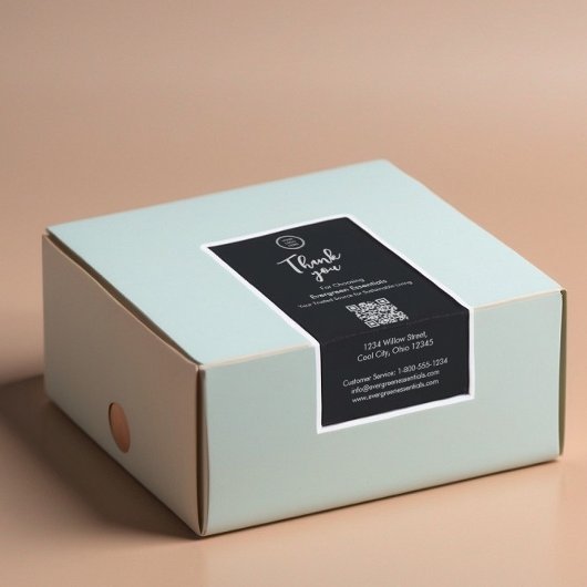 Zwart Minimal Business Logo Bedankt Box Seal Label
