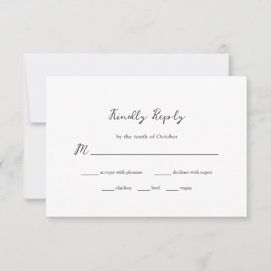 Zwart Minimal Disco Ball Wedding | Maaltijdkeuze RSVP Kaartje (Voorkant)