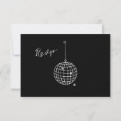 Zwart Minimal Disco Ball Wedding | Maaltijdkeuze RSVP Kaartje (Achterkant)