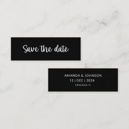 Zwart Minimal Wedding Save the Date Bladwijzer Kaa Mini Visitekaartje
