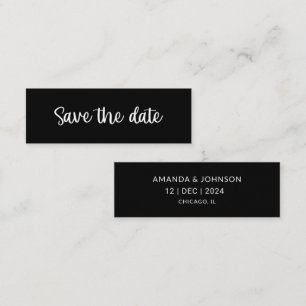 Zwart Minimal Wedding Save the Date Bladwijzer Kaa Mini Visitekaartje