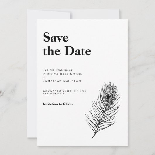 Zwart Minimal Wedding Save the Date Kaart (Voorkant)