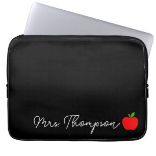 Zwart Minimale Aangepaste Naam Leraar Rood Apple G Laptop Sleeve