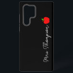 Zwart Minimale Aangepaste Naam Leraar Rood Apple G Samsung Galaxy Hoesje<br><div class="desc">Dit is een zwarte minimale aangepaste naam leraar Red Apple Gift Galaxy Phone Case!</div>