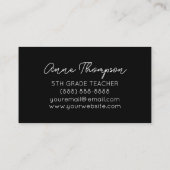 Zwart Minimale Aangepaste Naam Leraar Rood Apple G Visitekaartje (Achterkant)