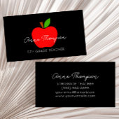 Zwart Minimale Aangepaste Naam Leraar Rood Apple G Visitekaartje