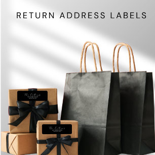 Zwart Minimale elegante retour Adres label