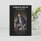 Zwart minimale fotografie foto afstudeerfeest kaart (Staand voorkant)