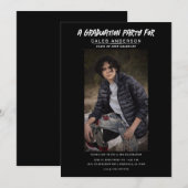 Zwart minimale fotografie foto afstudeerfeest kaart (Voorkant / Achterkant)