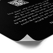 Zwart Minimale QR Code Bruiloft Huwelijksreis Fond Poster (Hoek)