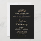 Zwart Minimale Walima ceremonie Moslim Bruiloft Kaart (Voorkant)