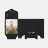 Zwart Minimalist aangepaste foto bruiloft gasten Bedankdoosjes (Uitgevouwen)