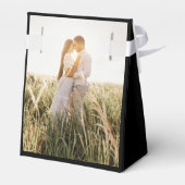 Zwart Minimalist aangepaste foto bruiloft gasten Bedankdoosjes (Achterkant)