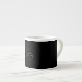 Zwart Minimalist & Elegant Goud Script Naam Espresso Kop