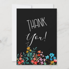 Zwart Minimalist Floral Wedding Receptie met Kaart