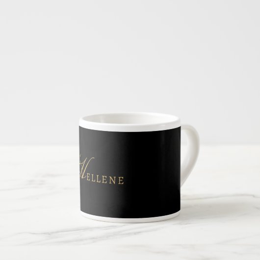 Zwart Minimalist & Goud Monogram Espresso Kop (Voorkant rechts)