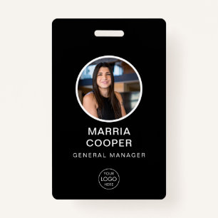 Zwart Minimalist ID Kaart Fotonaam Logo Badge