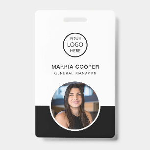 Zwart Minimalist ID Kaart Fotonaam Logo Badge
