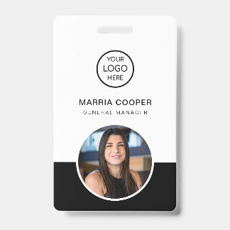 Zwart Minimalist ID Kaart Fotonaam Logo Badge