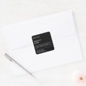 Zwart Minimalist Merknaam Productlabel Vierkante Sticker (Envelop)