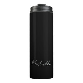 Zwart Minimalist Plain Modern Eigen Naam Kalligraf Thermosbeker