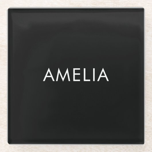 Zwart Minimalist Professioneel Gewoon Eenvoudige N Glazen Onderzetter (Voorkant)