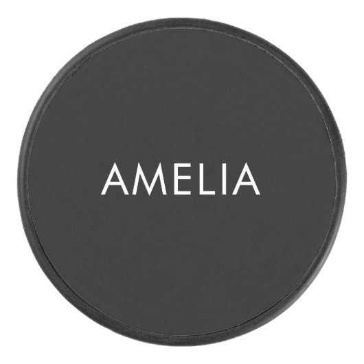 Zwart Minimalist Professioneel Gewoon Eenvoudige N Hockey Puck (Voorkant)