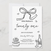 Zwart minimalistisch 21ste verjaardagsfeest kaart (Voorkant)