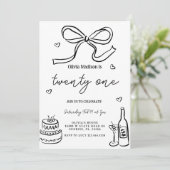 Zwart minimalistisch 21ste verjaardagsfeest kaart (Staand voorkant)