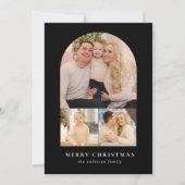 Zwart minimalistisch Arch 3 Foto Feestdagenkaart (Voorkant)