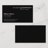 Zwart minimalistisch bedrijfsVisitekaartje Visitekaartje (Voorkant / Achterkant)