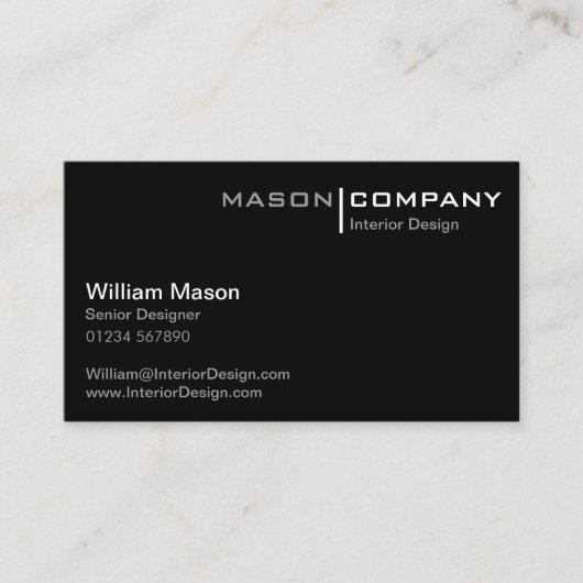 Zwart minimalistisch bedrijfsVisitekaartje Visitekaartje (Voorkant)
