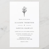 Zwart Minimalistisch Bloemen Boeket Bruiloft Uitno (Voorkant)