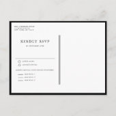 Zwart Minimalistisch Bloemen Boeket Bruiloft Uitnodiging Briefkaart (Achterkant)