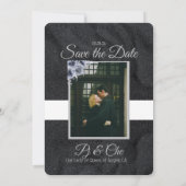 Zwart Minimalistisch Bloemen Bruiloft Save The Dat Date (Achterkant)