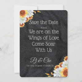 Zwart Minimalistisch Bloemen Bruiloft Save The Dat Save The Date
