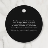 Zwart minimalistisch boeket bruiloft dank u bedankjes labels (Achterkant)