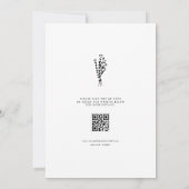 Zwart Minimalistisch Botanisch Boeket QR Code Save The Date (Achterkant)