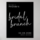 Zwart Minimalistisch Bruids Brunch Welkomstbord Po Poster (Voorkant)